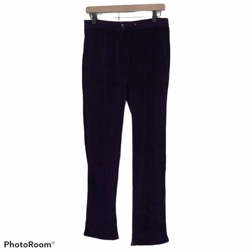 Tracksuit Pant Womens Medium Purple Velour Jogger Loungewear Casual Comfort New